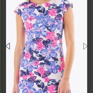 MAHI GOLD Floral Cap Sleeve Dress in Pink and Blue